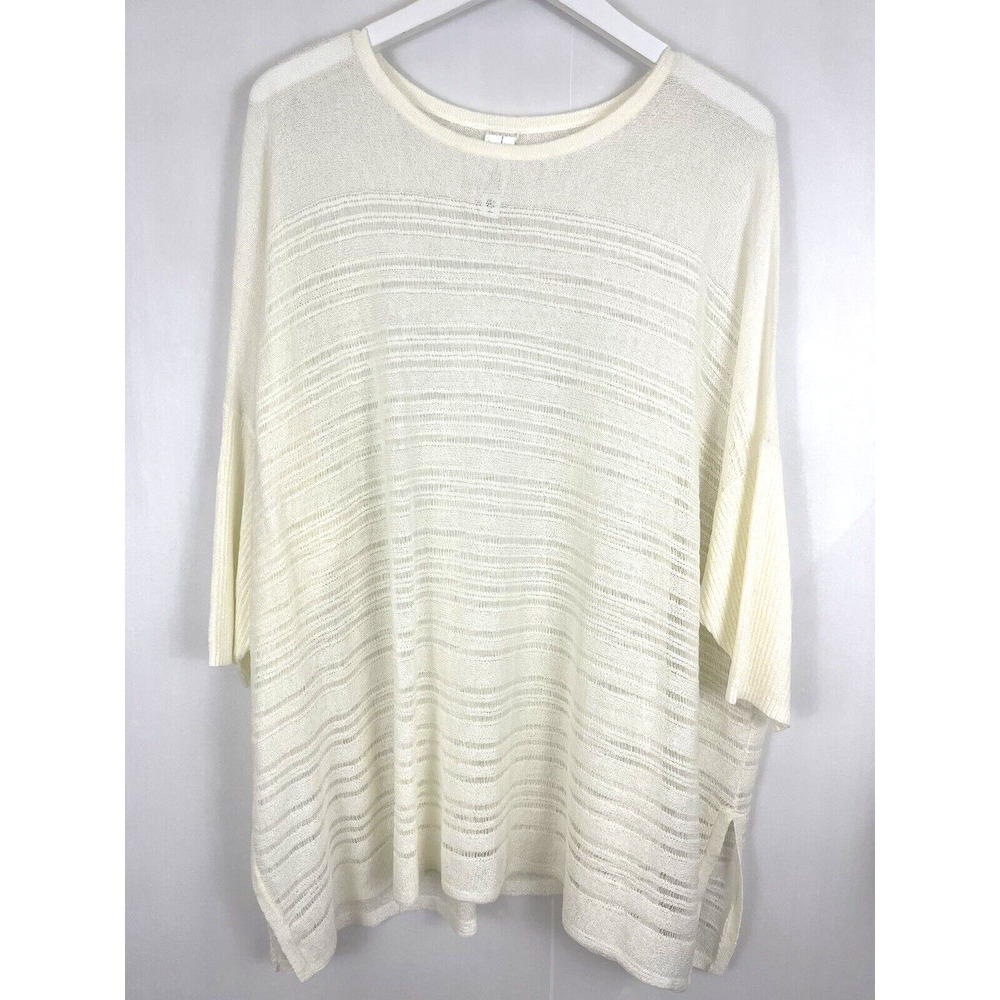 MARLA WYNNE Layers Cream Sweater Sz L Dolman Open Knit Lagenlook‎ Oversized
